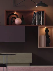 zona living moderna con parete attrezzata